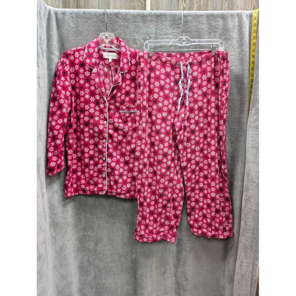 Victoria's Secret Snowflake Pajama‎ Set Pants Top Womens Large Altered
